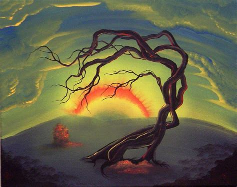 SALE ORIGINAL SURREAL LANDSCAPE PAINTING IRONDOG Surreal Tree