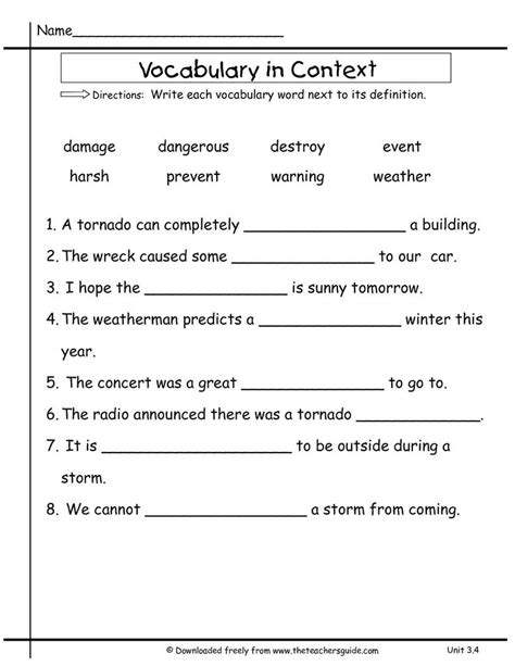 Worksheet Ideas ~ Vocabulary Words Worksheets Image With Vocabulary ...