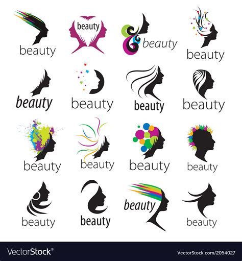 Collection of logos beautiful female face Vector Image