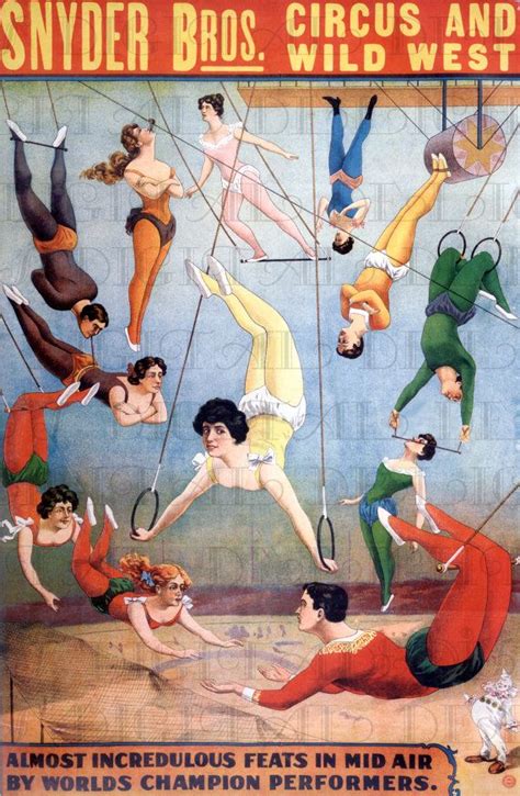 Antique CIRCUS Poster. Vintage Women/men TRAPEZE Artists Illustration ...