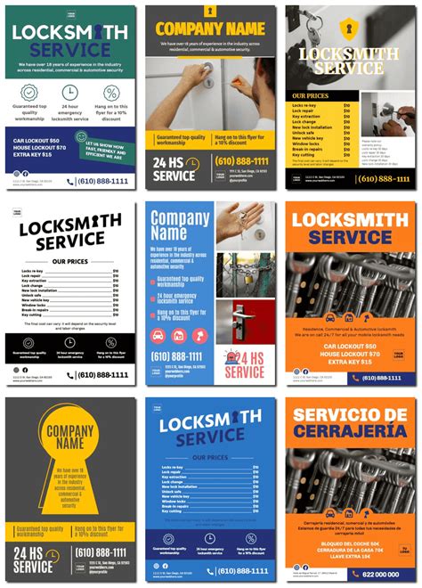 Templates for Locksmith business cards, ads, and coupons