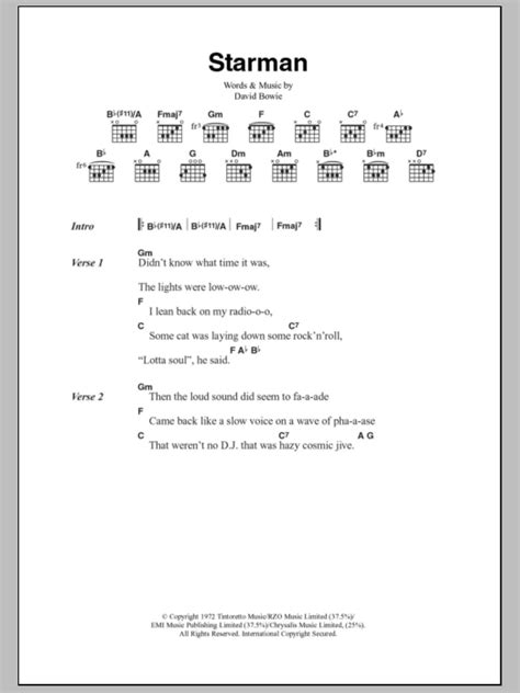 Starman by David Bowie - Guitar Chords/Lyrics - Guitar Instructor