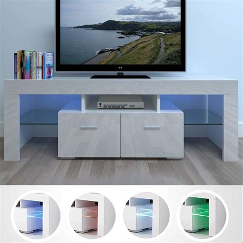 Modern TV Stand For 65 Inch TV Stands With 2 Storage Cabinet Led ...