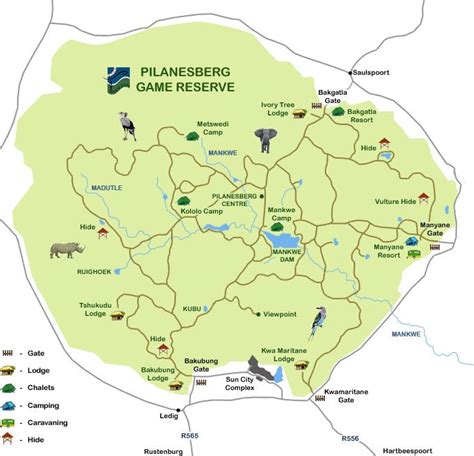 Pilanesberg, Game reserve, Map