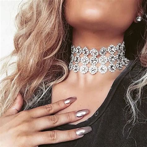 Aliexpress.com : Buy New Silver Multilayer Lady Diamante Choker Necklace Rhinestone Silver ...