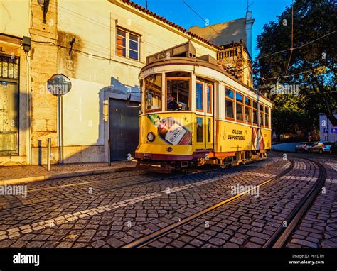 Portugal, Lisbon, Typical tram in Alfama Stock Photo - Alamy