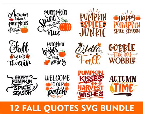 Fall Quotes Bundle Svg, Autumn Quotes Svg, Caligraphy Svg, Fall Phrases ...