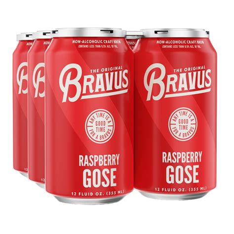 Bravus Raspberry Gose Non-Alcoholic | 6 pack of 12 oz Can