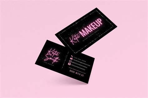 Editable Pink Neon Business Card Black Glitter Business Card - Etsy
