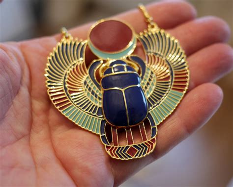 Retro Bronze Scarab Beetle Pendant Egyptian Necklace Jewellery