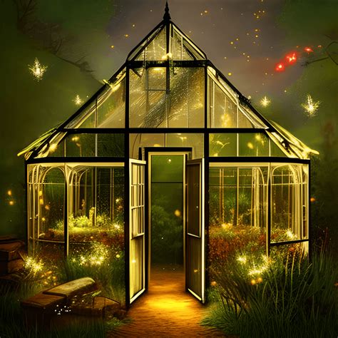 Victorian Greenhouse in Dark Forest · Creative Fabrica