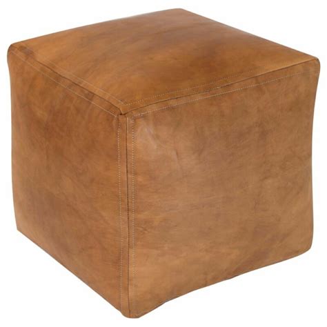 Birch Lane™ Edington 16" Wide Genuine Leather Square Pouf Ottoman ...