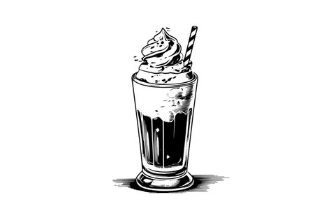 Chocolate milk shake sketch engraving vector illustration. Black and ...