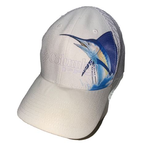 Columbia PFG Baseball Cap hat Blue Marlin fitted s/m … - Gem