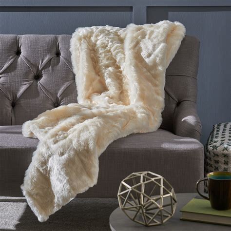 Noble House Furry Glam Faux Fur Throw Blanket, 50" x 60", White - Walmart.com - Walmart.com