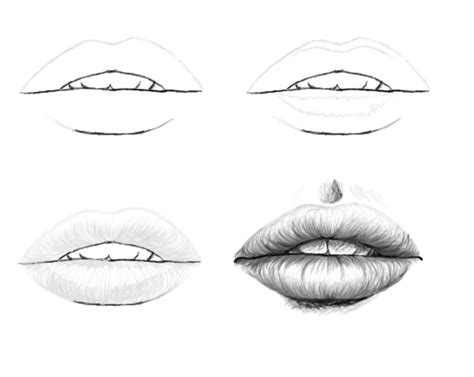 Sketch Tutorials: Lips (4 steps) | Lips drawing, Lip drawing, Drawing ...