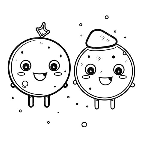 These Are Two Cute Little Sweetmeats With Smiling Eyes Outline Sketch Drawing Vector, Wing ...