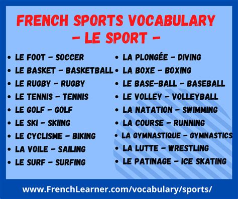 French Sports Vocabulary | FrenchLearner