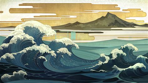 aric.artstation.com #art #japanese #japaneseart #bigwave #tradidionalart #japan | Desktop ...