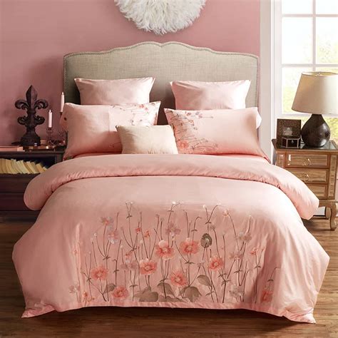 4pcs 100% Cotton 60S Sateen fabric bed set queen size bedding sets ...