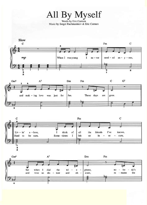 ALL BY MYSELF Piano Sheet music | Easy Sheet Music