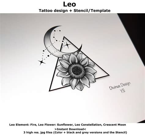 Leo Horoscope Flower Tattoo Tattoo Design and Tattoo - Etsy in 2023 | Leo zodiac tattoos, Moon ...