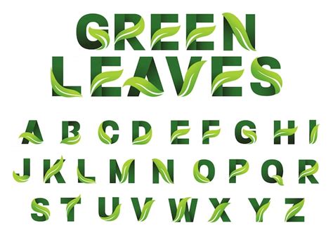 Green leaves alphabet | Premium Vector