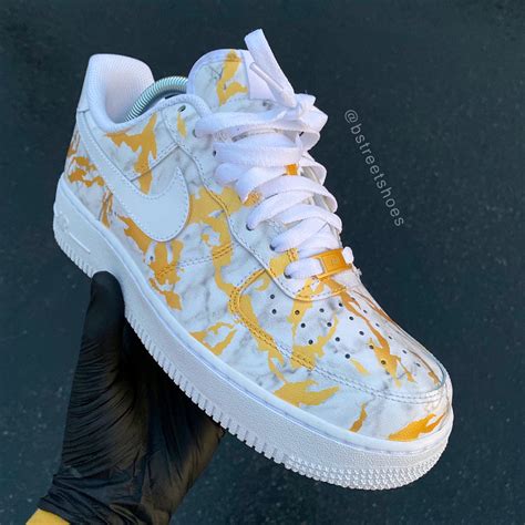 Custom Hand Painted Gold Marble Nike Air Force 1 Low – B Street Shoes