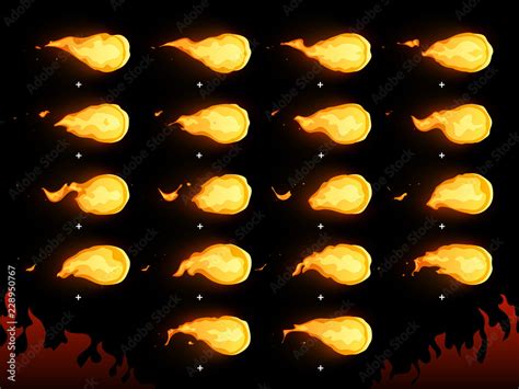 Fire ball. Animated flaming fireball, hot flying flame and warm ...