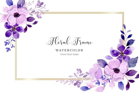 Free Vector | Purple floral frame background with watercolor