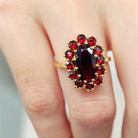 Garnet rings for women garnet birthstone rings red garnet | Etsy