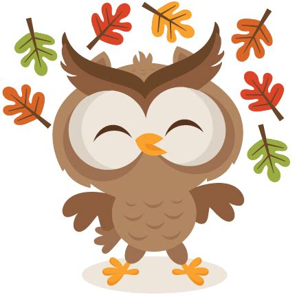 Owl Playing in Leaves | Fall owl, Owl clip art, Owl