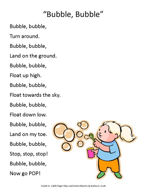 Action Song for Bubbles Storytime
