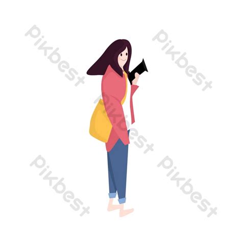 Fresh Cartoon Barefoot Girl Character Design Commercial Elements | PSD ...