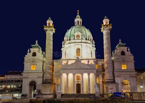 Church Karlskirche In Vienna Austria Stock Image - Image of dusk, pond: 101468297