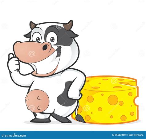 Cow with cheese stock vector. Illustration of clipart - 96653460