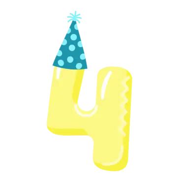 Birthday 4 Numbers Design Vector, Numbers 4, Number Four, Number PNG and Vector with Transparent ...