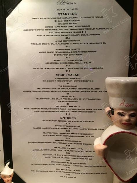 Menu at The Range Restaurant, Santa Margarita