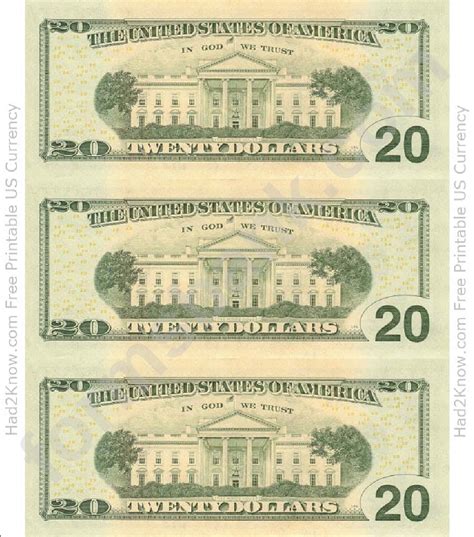 Printable High Resolution 20 Dollar Bill