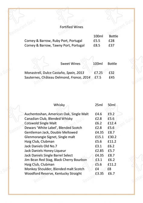 Menu at The Kings Head pub & bar, Winchester