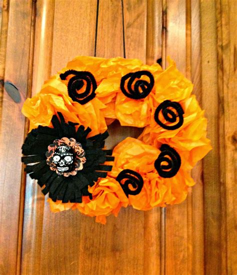 Four Front Doors: Halloween Tissue Paper Wreath