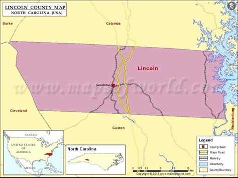 Lincoln County Map, North Carolina