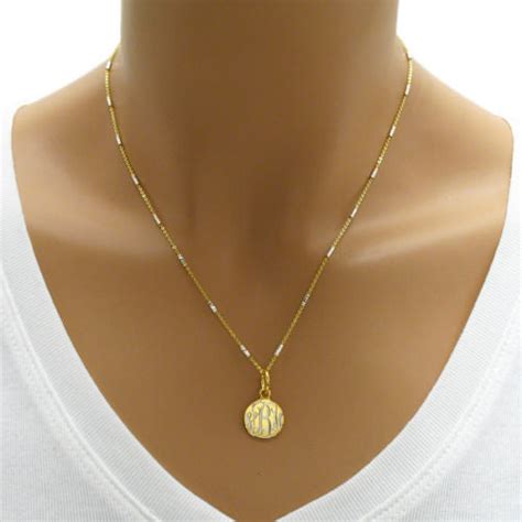 14K Gold Plated over Sterling Silver Round Pendant Necklace. Wholesale - 925Express