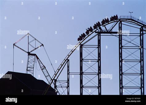 Silhouette of roller coaster Stock Photo - Alamy