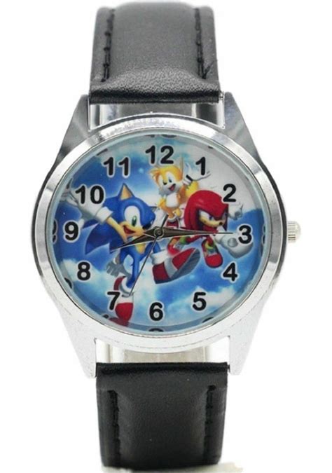 Sonic The Hedgehog and Friends Black Leather Band Wrist Watch - Walmart.com