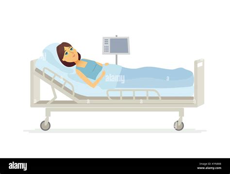 Woman lying in hospital bed - cartoon people characters illustration Stock Vector Image & Art ...