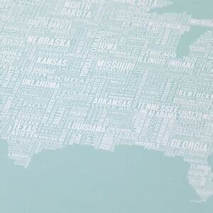 USA Type Map USA Word Map United States Screen Print United - Etsy