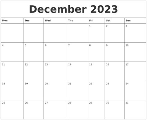 December 2023 Calendar