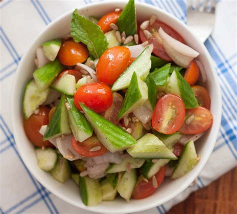 Cherry Tomato, Cucumber, Onion Salad in Red Wine Vinaigrette Dressing Recipe by Archana's Kitchen