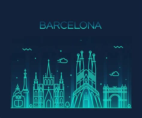 Barcelona Spain city skyline silhouette — Stock Vector © Yurkaimmortal ...